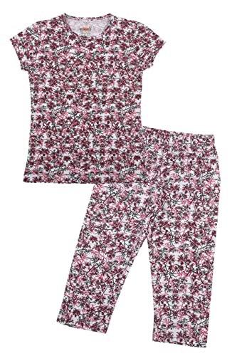 Image of SINI MINI Round Neck with Half Sleeve Top & Capri Beige Girls Casual Pack of 1 Night Suit Set