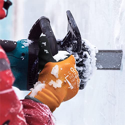 Waterproof Winter Work Gloves For Men And Women, Freezer Gloves For Working In Freezer, Thermal Insulated Fishing Gloves, Super Grip, Orange, Medium #TOP4