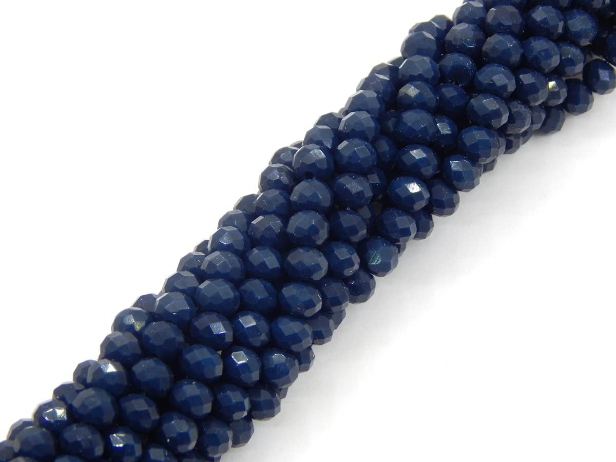 Czech Bohemian Crystal Pearls 6 mm Czech Pearls CZ Glass Cut Beads Faceted Rondelle Beads Glass Beads 1 String (Navy Blue Opaque) 85 Pieces - Image 5