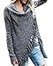 CEASIKERY Women's Tassel Hem Sweater Long Cardigan Knitwer Pullover Poncho Coat Dark Gray