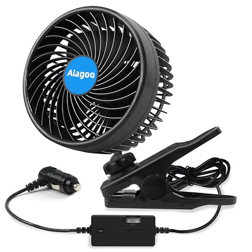 Alagoo Car Fan 6'' 12V Cool Gadgets Clip Fan for Front Rear Seat Passenger Portable Electric Air Fresh Fan with Cigarette Lighter Plug for Cars/Vehicle SUV, RV by Alagoo - Used condition - US$21.00