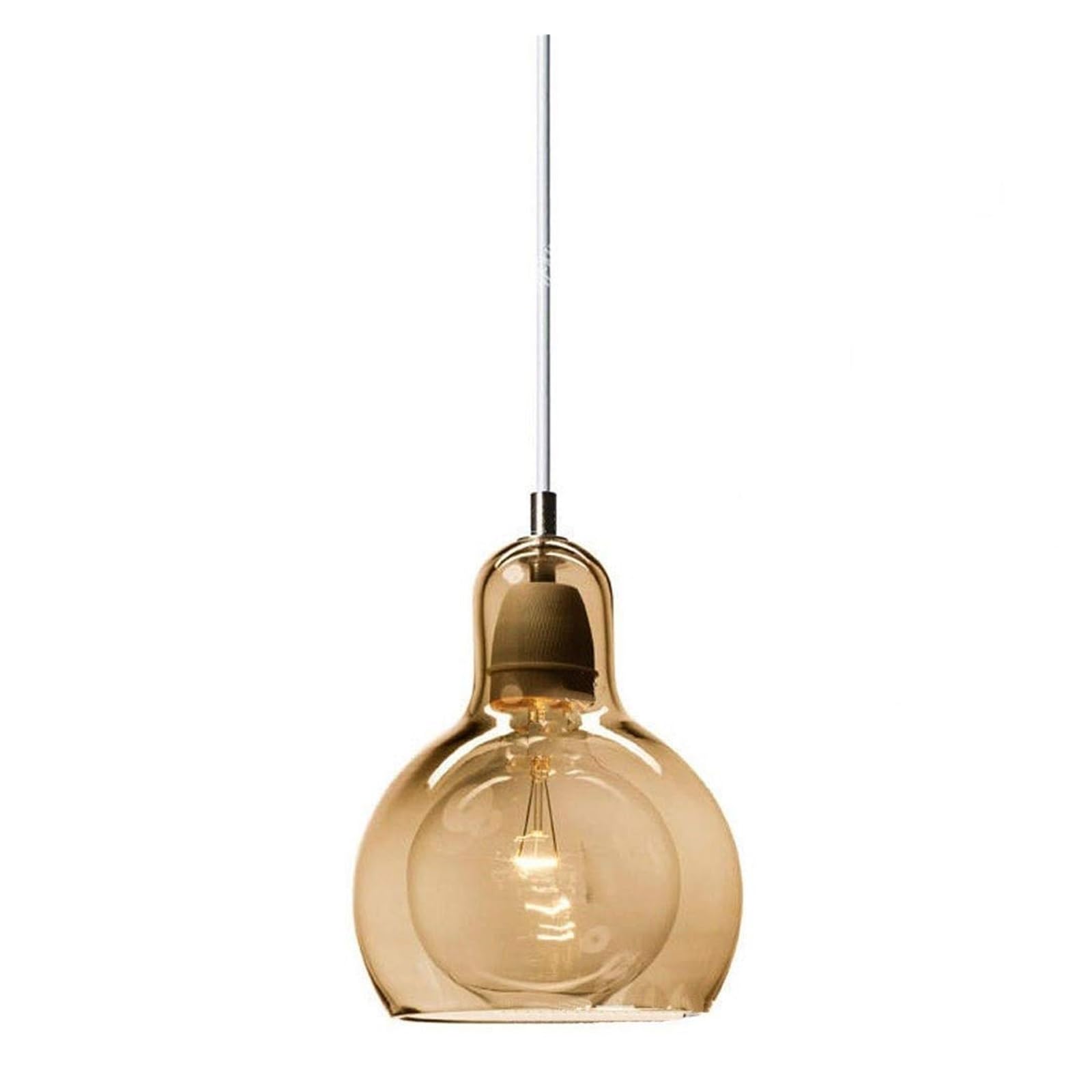 WJQQLSM Lighting fixtures Modern Gourd Glass Chandelier - Nordic Minimalist Hanging Light for Bedroom, Bar, and Kitchen (Amber)(Amber,S)