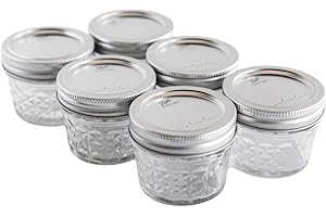 Quilted Crystal 4 Oz Ball Jars with Lids for Canning & Storage