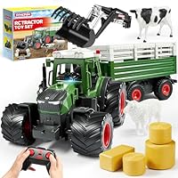 Syncfun Remote Control Tractor Toy Set – Large Farm Vehicle with Trailer, Loader, Lights & Sounds