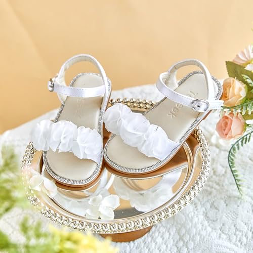Image of Girls Dress Sandals Comfy Hook and Loop Summer Shoes for Toddlers(TA402 Toddler,White /7M)