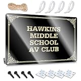 Letreros sarcásticos divertidos de Hawkins Middle School Av Club, letrero de estaño, accesorios Mancave, para hombres, retro, 20 x 30 cm