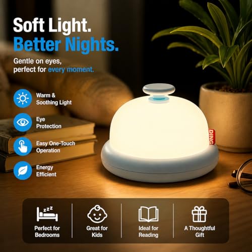 Image of One94Store Push Button Bell Shape Silicone Toy with Soft Glow, 1200mAh Battery, Minimalist Kids Room Lamp, Bedside Decor for Bedroom, Nursery & Gifting