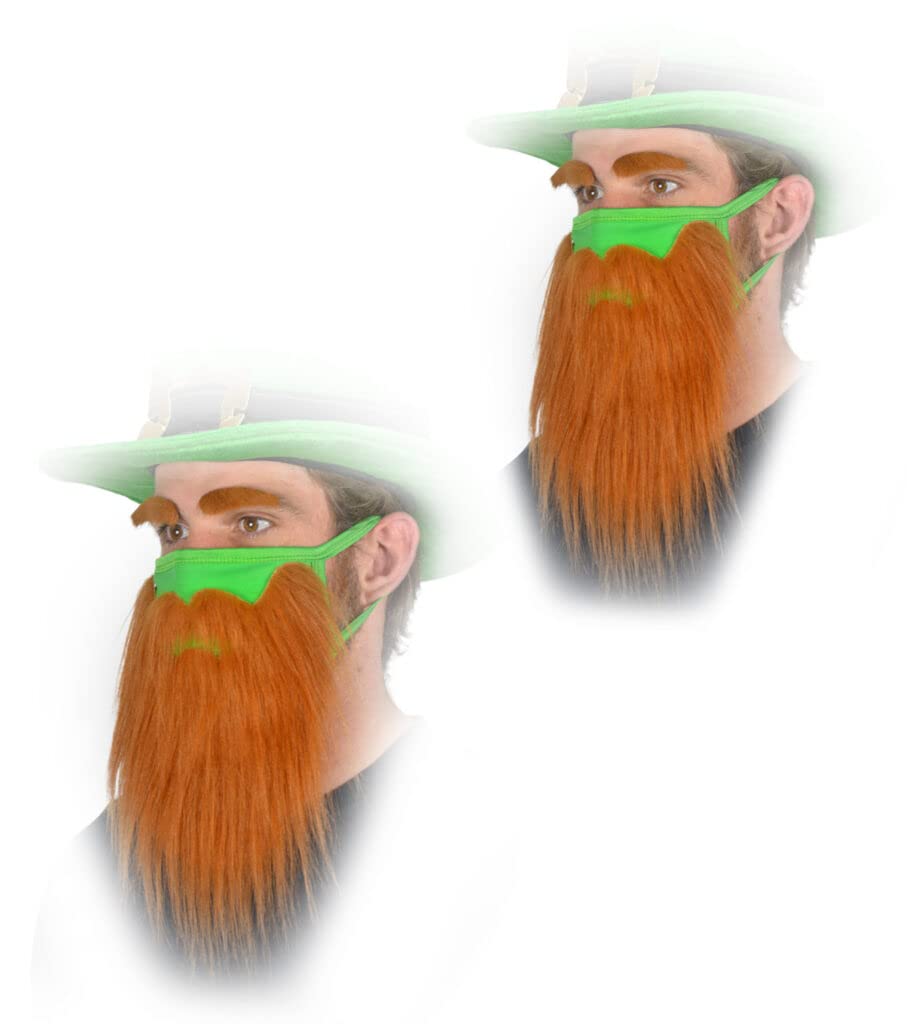 ENCASED (2 Pack) Funny Bearded Leprechaun St Patricks Day Face Masks for Adults