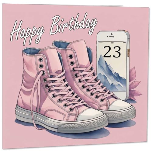 23rd Birthday Card for Women - Girls Birthday Cards for Daughter 23 Years Old twenty three, twenty third Pink Girly Sister Friend Her Niece Granddaughter