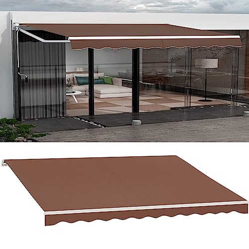 Toile de store rétractable marron 5x3m en polyester anti-UV pour extérieur de restaurant et café - 2