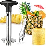 KOMFORTABLER ERGONOMISCHER GRIFF: Mit einem rutschfesten Griff, der abgenommen werden kann, um die Ananasscheiben leicht abzuschieben und durch den Kern der Ananas mit minimalem Aufwand zu bewegen. Sein langlebiges und robustes Design wird selbst bei ständigem Gebrauch jahrelang halten.