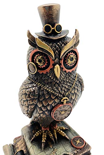 Estatua Búho Steampunk Bronce 8.13 pulg Veronese miniatura 5