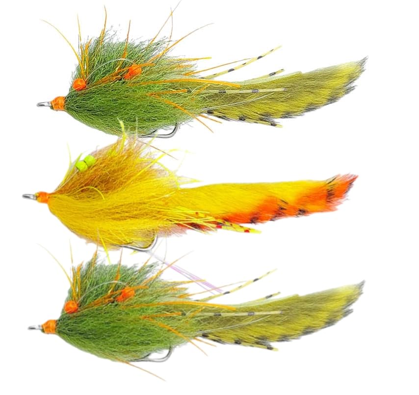 Pack of 3#2/0 Bunny Fly Rabbit Strip Zonker Streamer Fly Barbed Stainless Steel Hook Bass Pike Steelhead Fishing Lure
