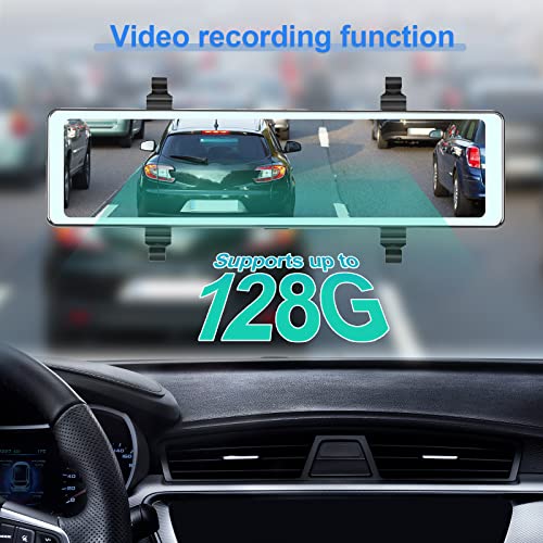 Hodozzy Camera Car Dash Cam Rear View Mirror Carplay Wireless Android Car Bluetooth 11.26 Inch Touchscreen IPS Screen DVR Front Rear View Cameras Night Vision WDR Mirror Dash Cam Video Recording FM - Image 3