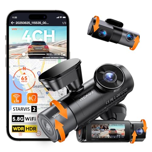 Vantrue N5S 4 Channel WiFi 360 Degree Dash Cam, STARVIS 2, IR Night Vision, 2.7K+1080P*2+1440P Front...