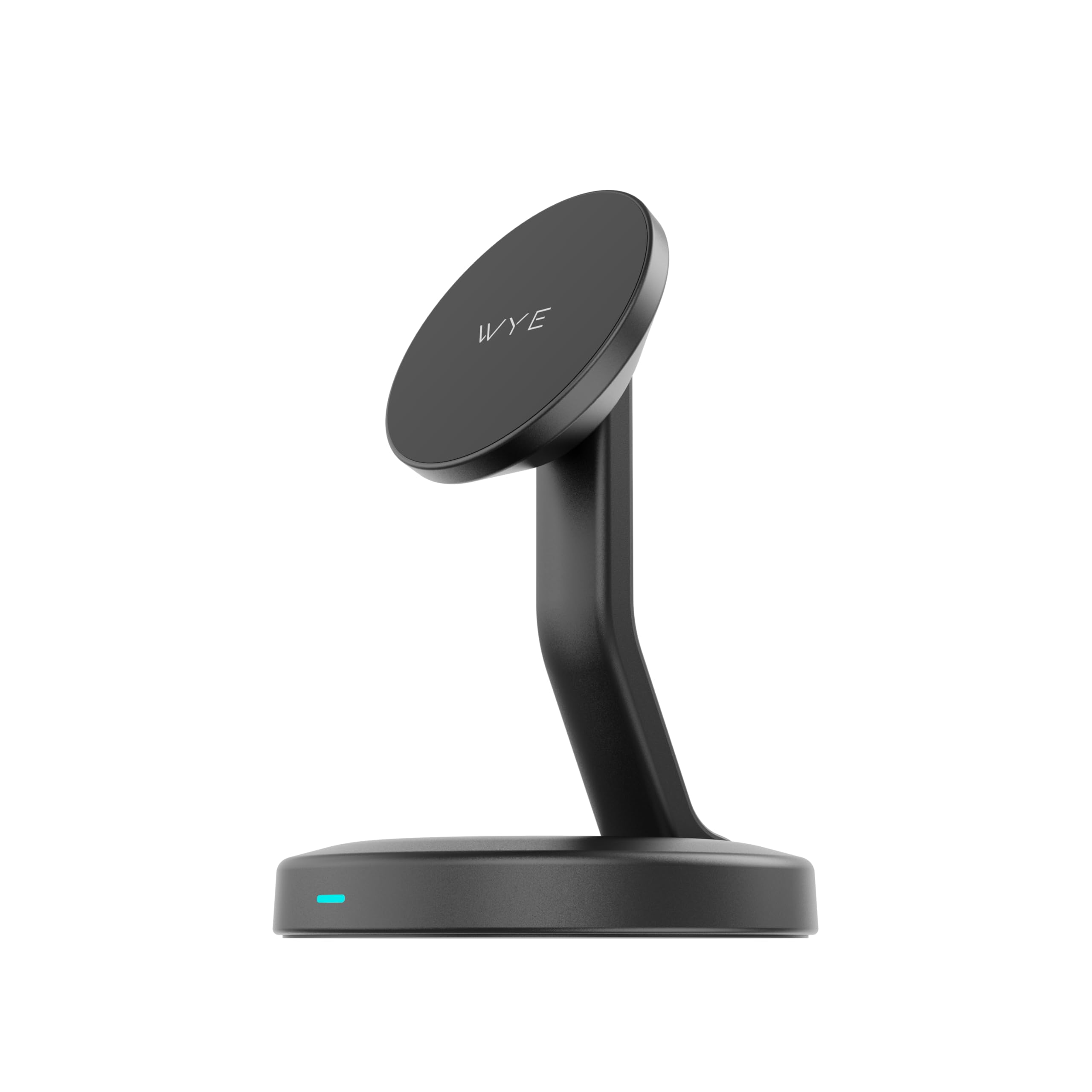 WYE Supporto magnetico per telefono da 15 W con ricarica rapida USB-C, supporto magnetico regolabile per iPhone e smartphone Qi, supporto di ricarica da scrivania e comodino nero