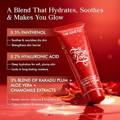 Image of THE LOVE CO. Fall in Love Gift Set for Women | Body Wash and Body Lotion | Luxury Bath & Body Pampering Kit | Birthday, Anniversary & Special Occasion Gift | Premium Vegan Packaging Pack of 2