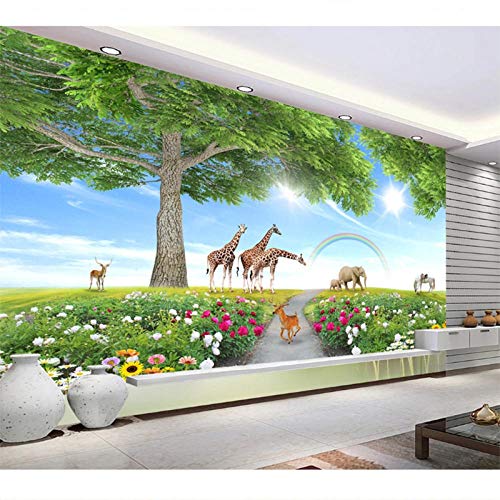 Fond décoration de la maison papier peint 3D girafe stéréo - 5