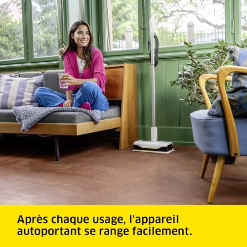 Kärcher Balai Vapeur SC 1 Upright, Temps de Chauffe : 30s, Rendement Surfacique : env. 30m², Réservoir : 0,2l, Poids : 2,1kg, Buse de Sol EasyFix Large, 2 Chiffons Microfibres, Cartouche de Détartrage