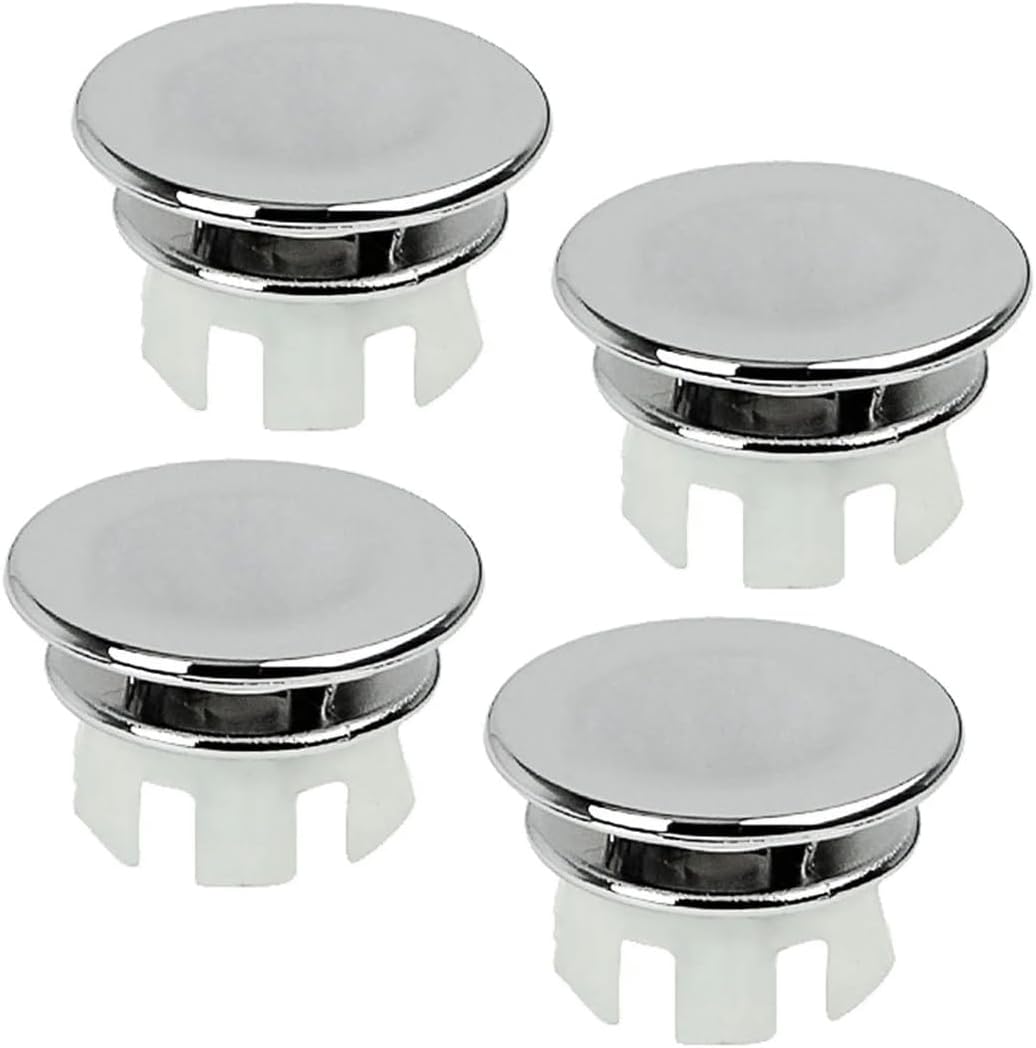 4-Pack Sink Basin Overflow Double Layer Solid Ring Drain Covers,Kitchen Bathroom Sink Trim Overflow Cover Insert in Hole Round Caps (ABS)