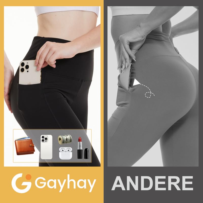 Gayhay Confezione da 3 leggings sportivi da donna, a vita alta, opachi, per sport, yoga, palestra