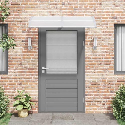 Toldo de puerta gris 150x100 cm de policarbonato con soportes ABS y marco de aluminio resistente 4