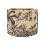 Floral Lampshade Tropical Plants Decorative Bamboo Made, 11.8 x 9 inches, Art Deco Design for Table and Floor Lamps (Coconut Tree)