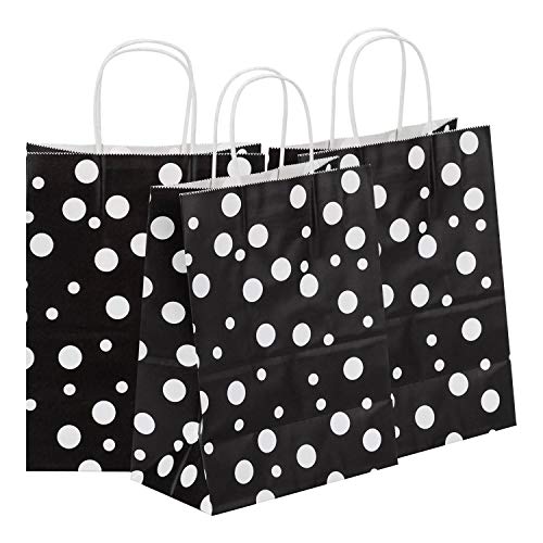 Road 8x4.75x10.5 Inches Kraft Paper Bags, 50Pcs Black and White Dot Retail Paper Bags with Handles, Merchandise Bag, Gift Bag, Wedding Party Bag Road 8x4.75x10.5 Inches Kraft Paper Bags, 50Pcs Black and White Dot Retail Paper Bags with Handles, Merchandise Bag, Gift Bag, Wedding Party Bag