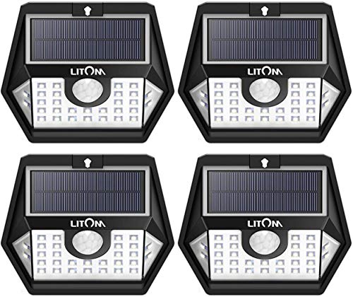 Mpow Lampe Solaire 30 LED avec Détecteur de Mouvement Temps d’éclairage 30s, Spot Solaire Eclairage Exterieur Etanche IP65 pour Jardin, Maison, Garage, Cour, Mur, Escalier, Patio (4 Pack)