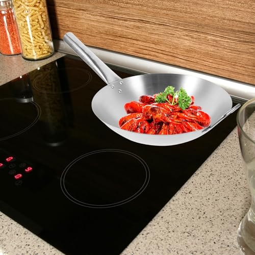 Wok de acero inoxidable 30 cm con mango largo miniatura 6