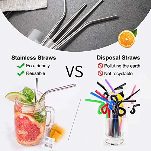 Lazycorner 16 Metal Straw Reusable Straws 8.5" 10.5" 6Mm Stainless Steel Straws For Tumblers 20Oz-32Oz, Rainbow Drinking Straws With Silicone Tips, 4 Straw Cleaner Brush, 1 Travel Case #TOP6
