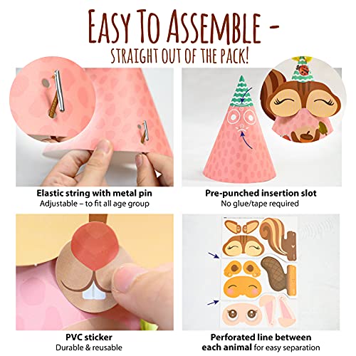 Woodland Themed Christmas Party Hats Making Kit C/W Chenille Stems & Stickers. Group Activities, Diy Art Craft Home Project. Birthday, Easter & Fiesta Decoration For Kid #TOP3