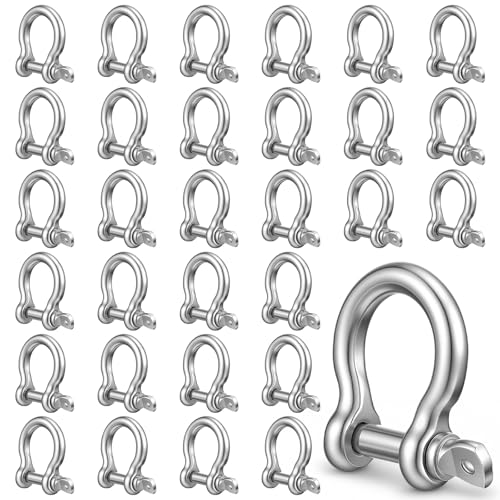 30 Pcs 5/16 Inch D Ring Shackle Rugged 3.8 Ton(8377 Lbs) Max Break Strength