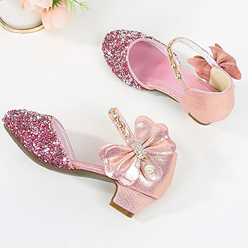 Girls Mary Jane Dress Shoes Rhinestones Bows Flower Girl Wedding Low Heels Pump Shoes Toddler Sandals Kids4