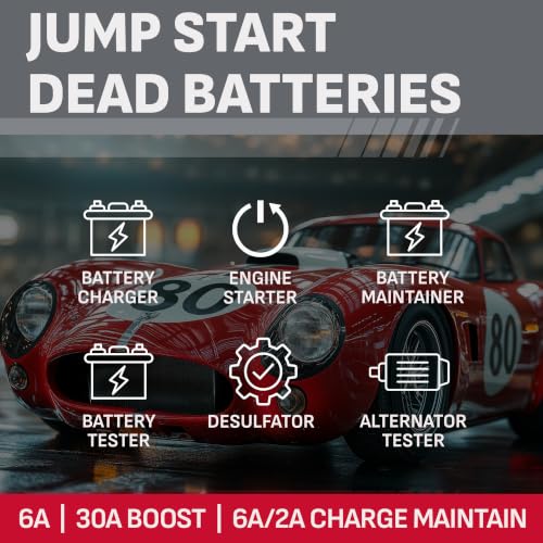 Image of Schumacher Electric 6A Car Battery Charger and 85A Engine Starter, 6-in-1 Solution, Maintainer, 30A Boost, for 6V /12V Power Sport, Automotive, and Marine Batteries, SC1307A