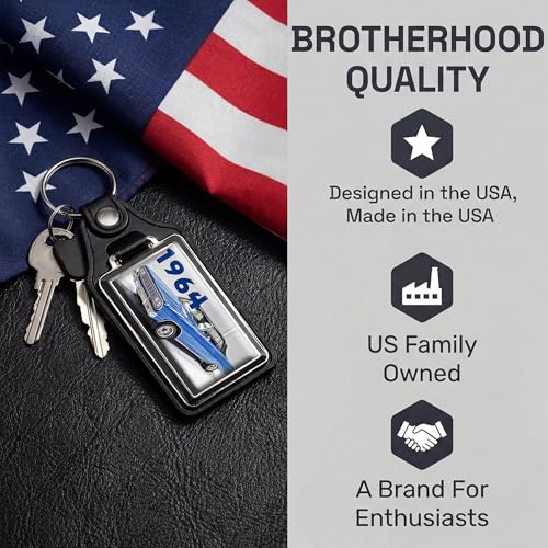 Image of Brotherhood 1964 Compatible with Chevelle Convertible Design Key Chain Key Holder Key Ring For Men Heavy Duty Car Key Ring For Men and Women