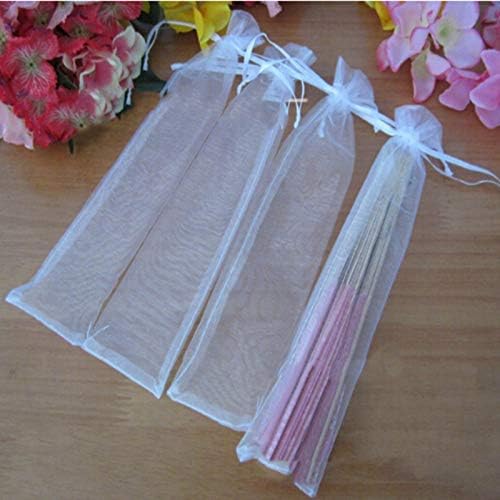 Miniatura 4 de 50PCS Cordón Organza Plegable Mano Fan Bolsa Fiesta Boda Favor Bolsas (Blanco)