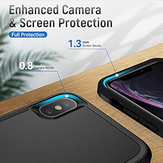 Warsia for iPhone X/Xs Case with HD Screen Protector - Heavy-Duty Tough Rugged Shockproof Protective Case, Black