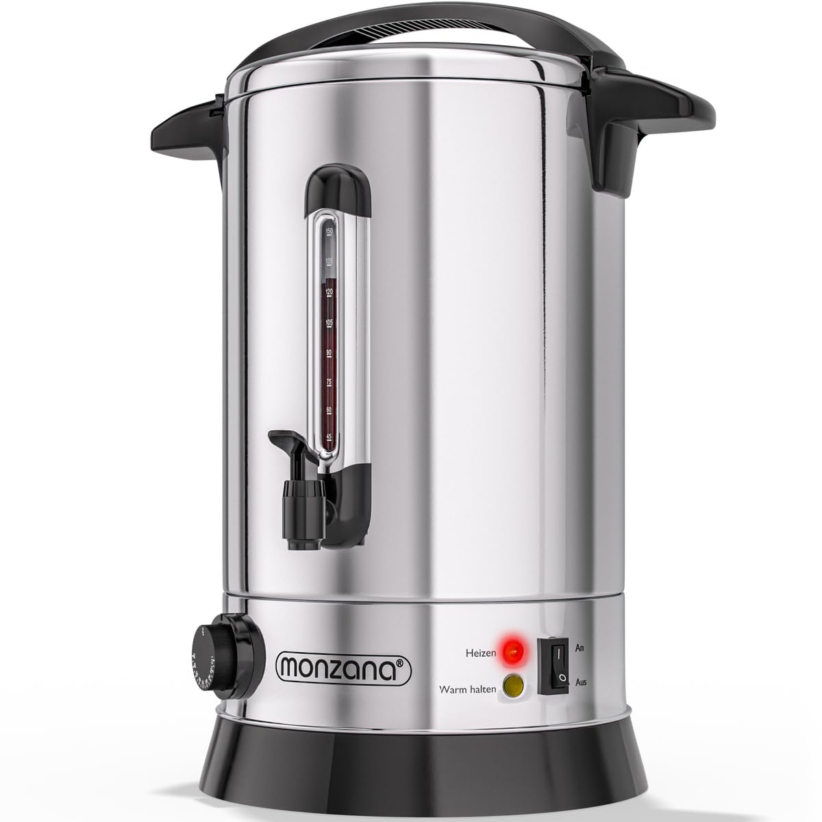 MONZANA® Bollitore per Vin Brulé 20L con Rubinetto 90 Tazze Acciaio Inox Regolazione 30-110°C Erogatore Bevande Calde Punch