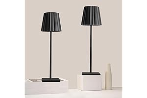 timjorman 2 Pack LED Cordless Table Lamp, Pleated Lamp Shade