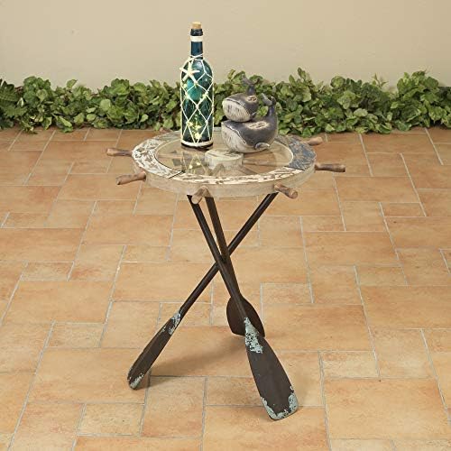 GIL 24.4InH Nautical Side Table Spring 21.5InL x 1.5InW x 23.5InH Light Brown