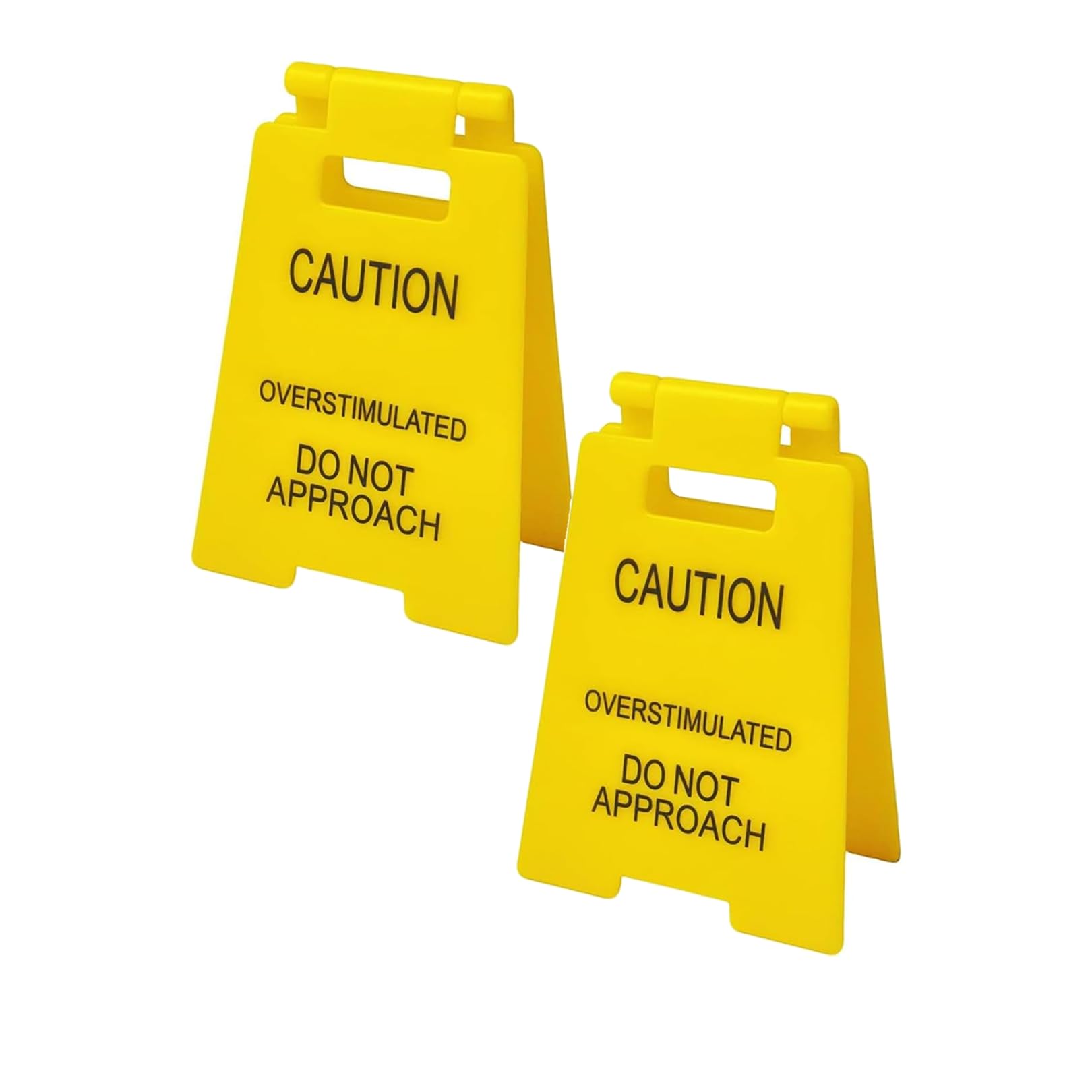 2 Pcs Funny Office Prank Desk Sign,Funny Mini Office Home Fun Gag Adult Gifts Prank Desk Accessories Decor Caution Overstimulated Sign Do Not Approach for Coworkers Employees Boss Teammate,Amusing