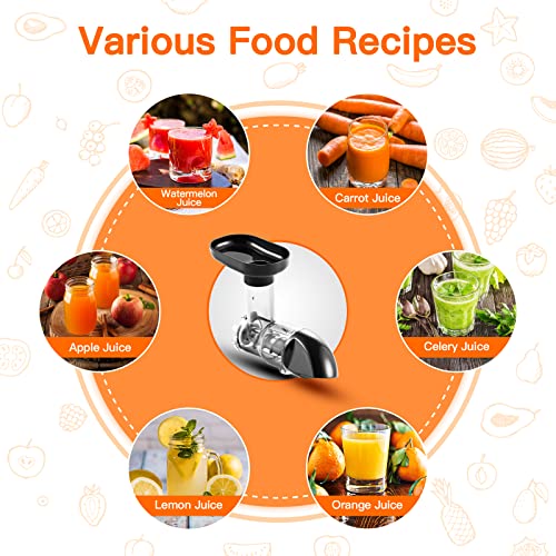 Slow Juicer Attachment Compatible with AMZCHEF Cold Press juicer,Masticating Juicer Attachment for AMZCHEF Juice Extractor 1501 & 3001,High Juice Yield for Vegetables and Fruits,Black - Thumbnail 3