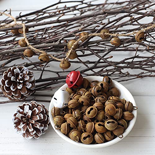 Mini-Primitive-Craft-Jingle-Christmas-Bells-for-Crafting-WreathCraft-Bells-Holiday-Home-and-Christmas-DecorationBells100-PiecesRust-055-inch Mini Primitive Craft Jingle Christmas Bells for Crafting WreathCraft Bells Holiday Home and Christmas DecorationBells100 PiecesRust 055 inch