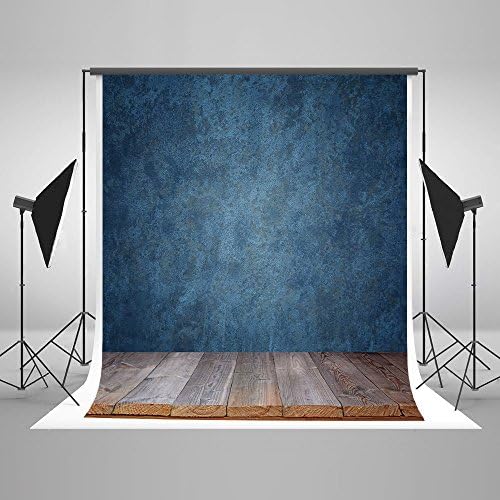 Photography Backdrop 8x8 Solid Blue Wall Background Backdrop with Dark Yellow Photo Backgrounds for Kids Photo Studio Props