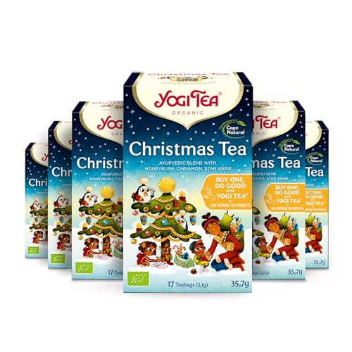 Yogi Tea, Navidad, té de hierbas orgánicas, naturalmente libre de cafeína, mezcla de Honeybush, canela y anís estrellado, 6 paquetes de 17 bolsas de té (102 bolsitas de té en total) Yogi Tea, Navidad, té de hierbas orgánicas, naturalmente libre de cafeína, mezcla de Honeybush, canela y anís estrellado, 6 paquetes de 17 bolsas de té (102 bolsitas de té en total)
