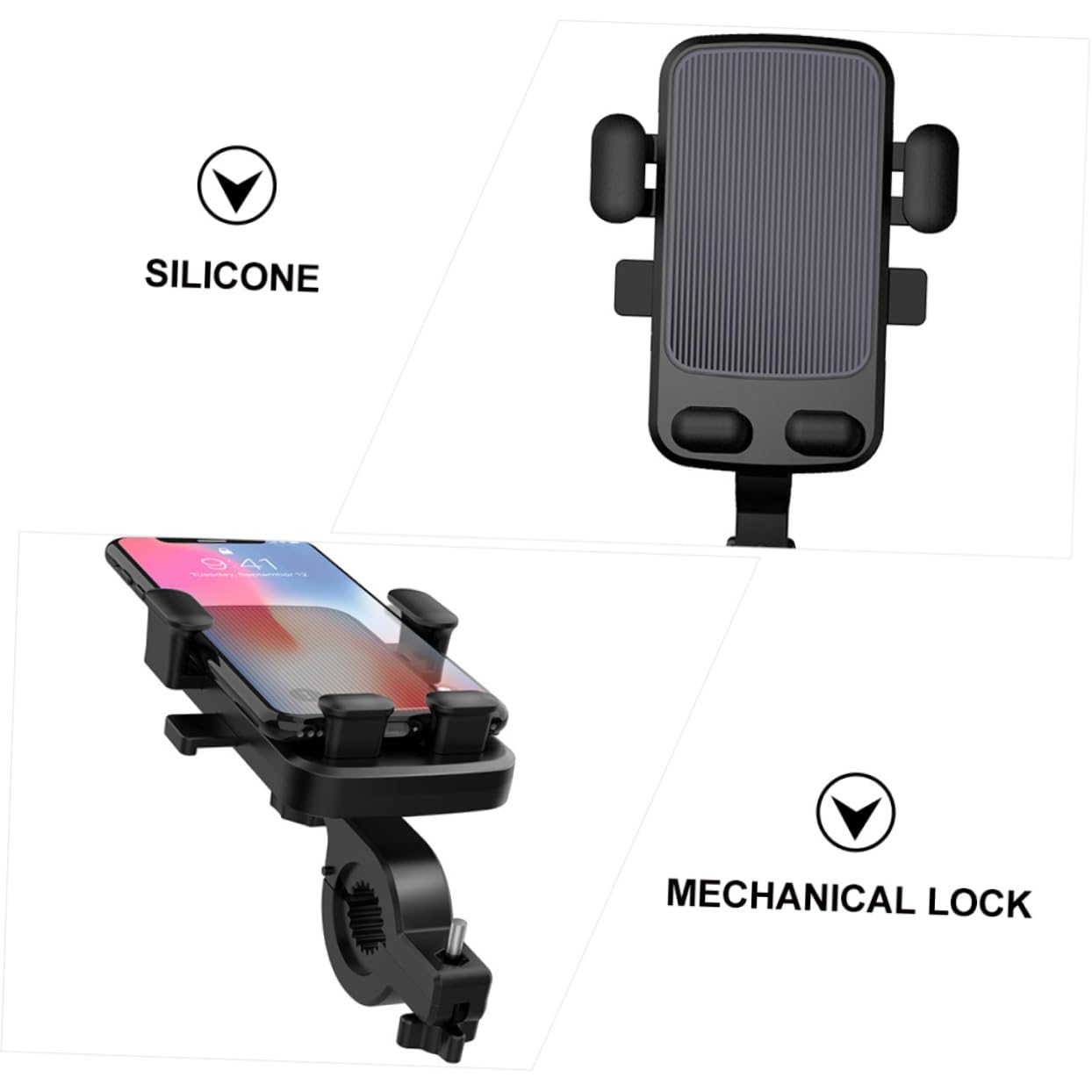 Gatuida 3pièces Support De Téléphone Vélo Monture Ajustable pour Et Trottinette Électrique Installation Facile avec Verrou Mécanique Support De Navigation pour Smartphone Compatible