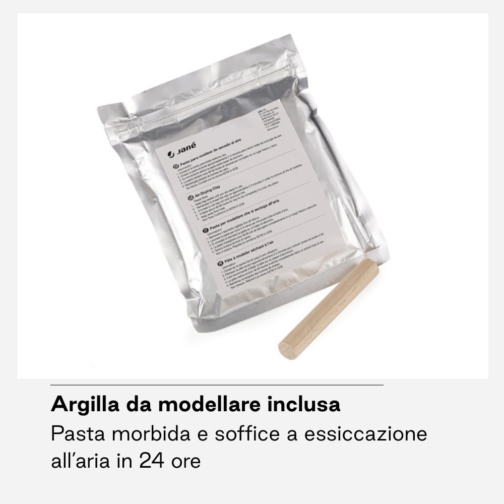 Jané Cornice Impronta Bebè con Foto, Argilla Modellabile Essiccazione 24h, Ricordo Mano o Piede, Adatta anche per Impronta Animali, Bianco