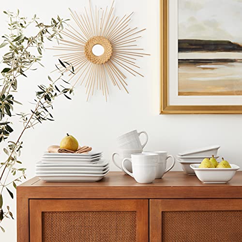 American Atelier Square Dinnerware Sets | White Kitchen Plates, Bowls, And Mugs | 16 Piece Stoneware Madelyn Collection | Dishwasher & Microwave Safe | 10.75 X 10.75 Service For 4 #TOP6