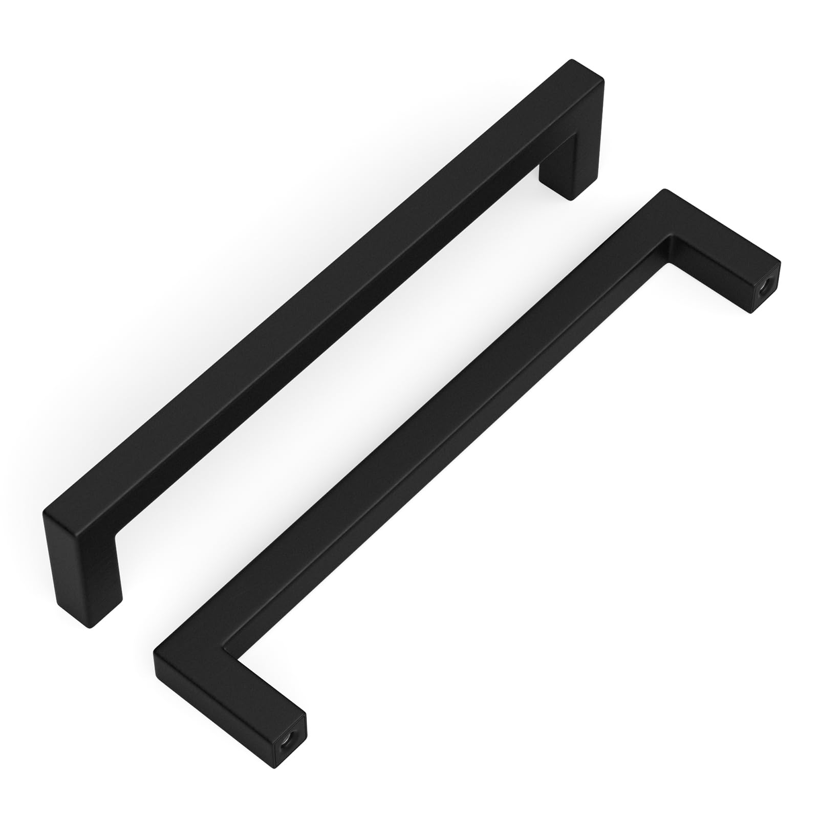 Goldenwarm 5 Pack Kitchen Cupboard Handles Black Kitchen Door Handles, 160mm(6-1/4Inch) Hole Centers Square Black Drawer Pulls Cabinet Hardware — image 1